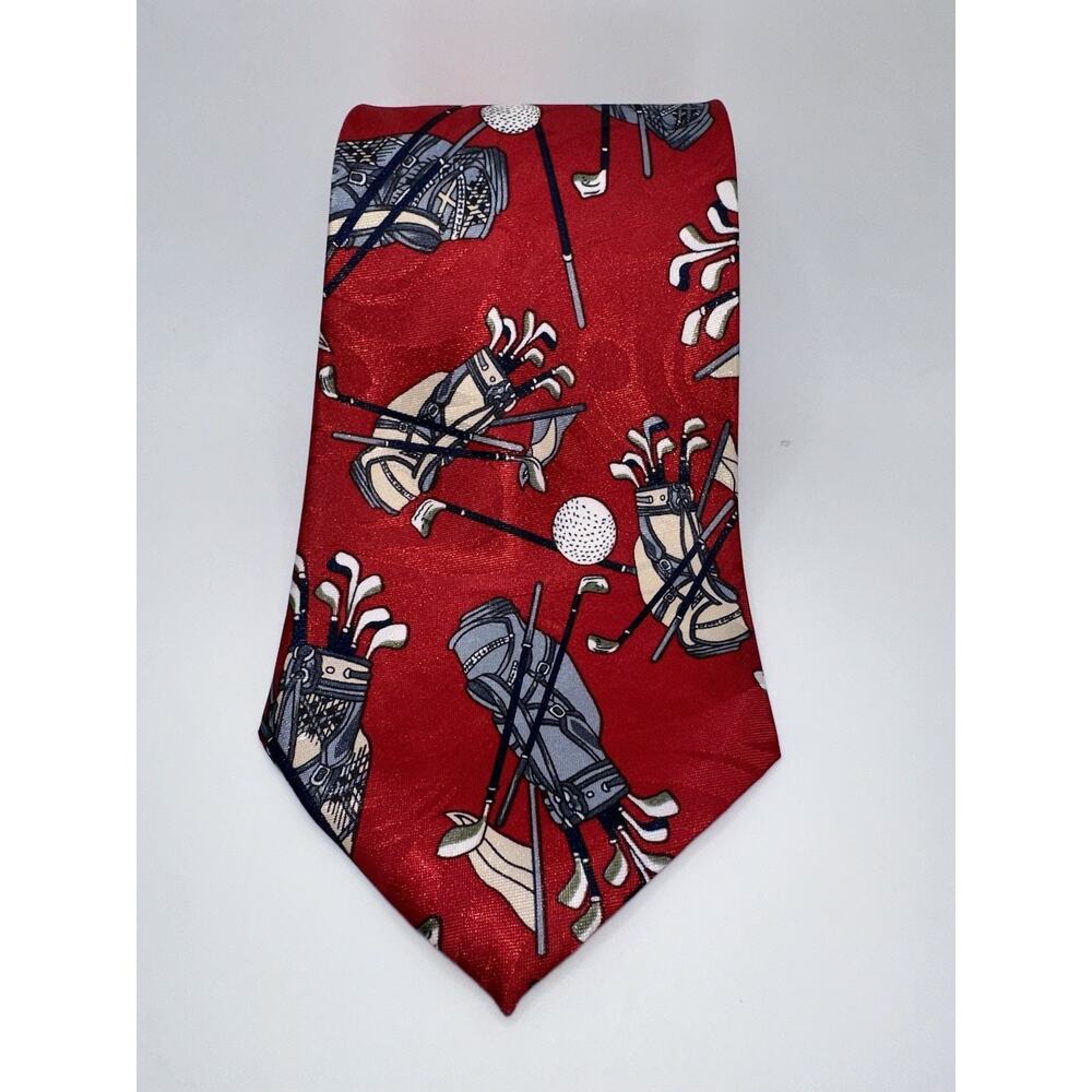 Studio 890 Golf Tie Red Novelty Golf Club Bag Ball Men’s 57x4